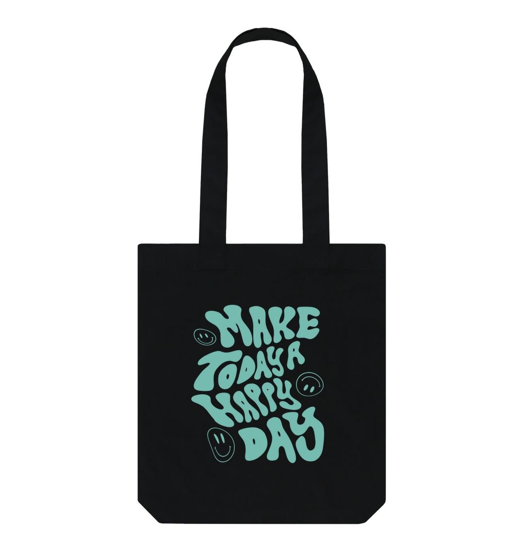 Happy Day Tote Bag, Make Today a Happy Day, Inspirational Bag, Reusable Shopping Bag, Motivational Gift, Eco-Friendly & Fun